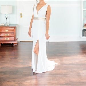 Wedding or white prom formal dress v back